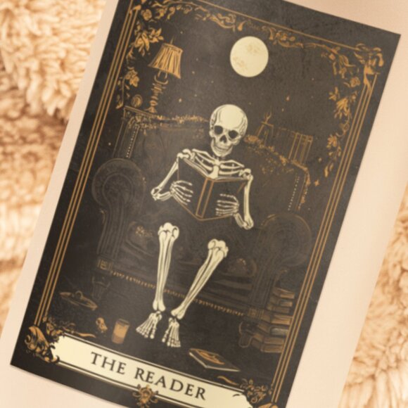 The Reader Tarot Card, Gothic Tumbler, Skeleton Coffee Cup, Witchy Pagan Gift - Picture 3 of 6